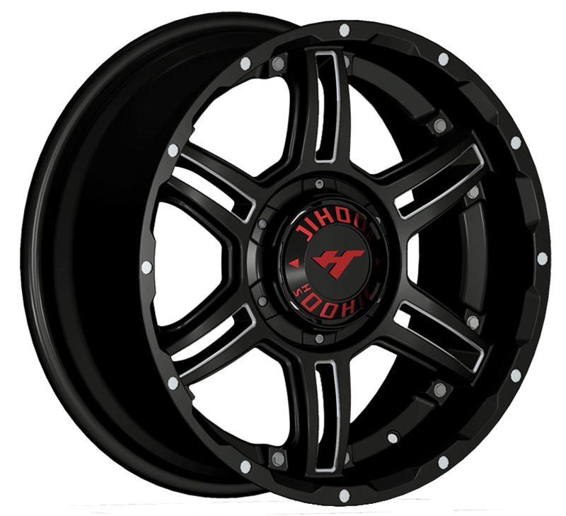 18X9.0 inch Semi Matte Black Milling Spoke/Chrome Stud wheel rim