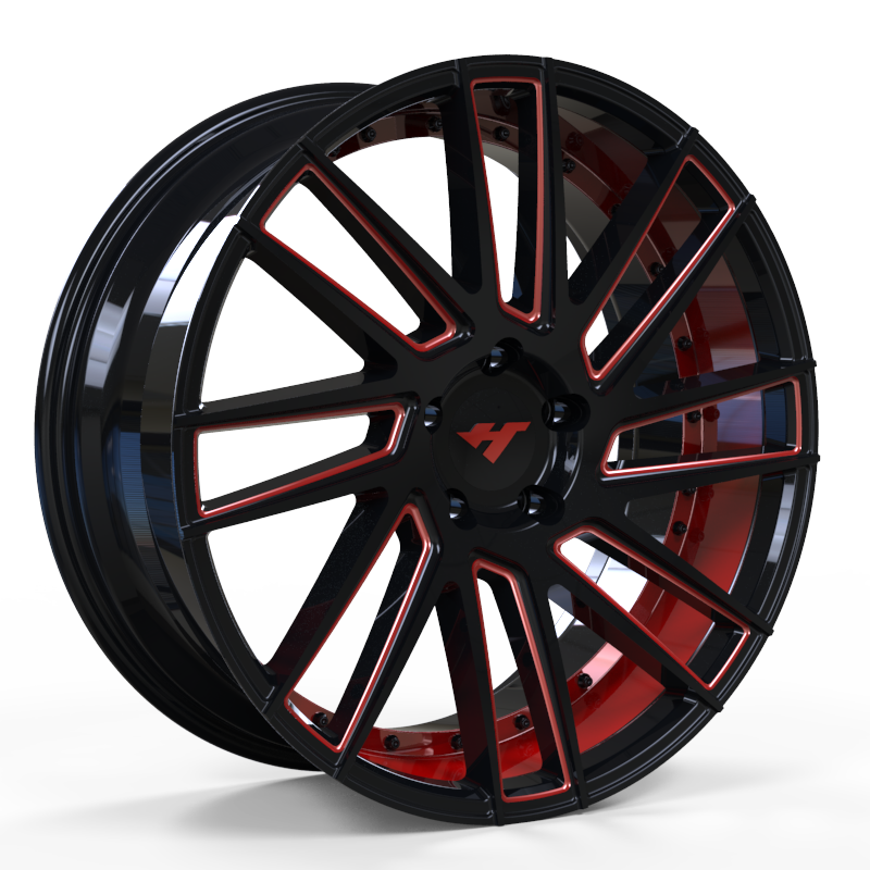 17X7.5 inch Red Milling Spoke / Black Point wheel rim