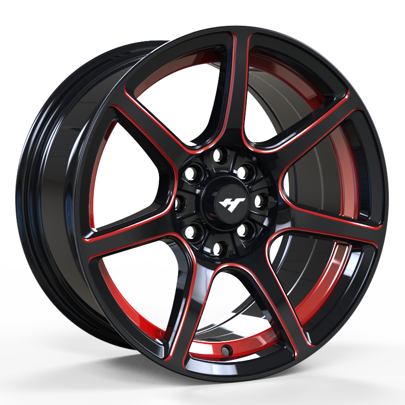 15X7.0 inch black / red wheel rim