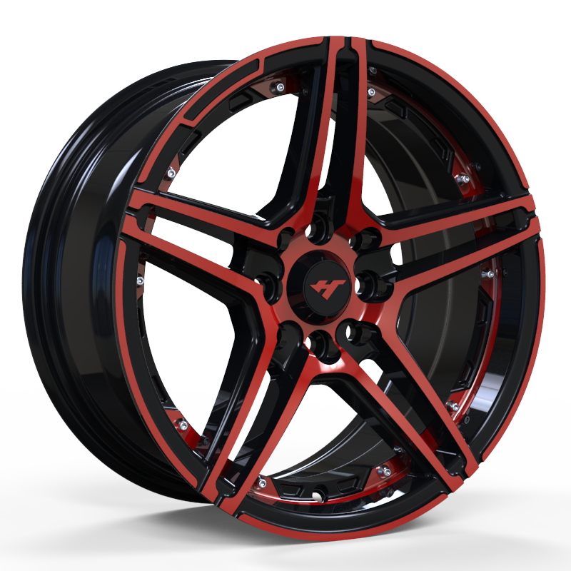 15X7.0 inch Red Face/Chrome Stud wheel rim